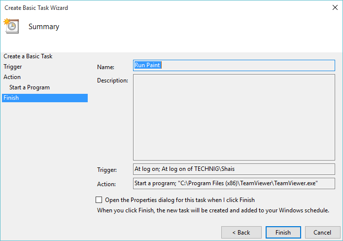 Save the task scheduler