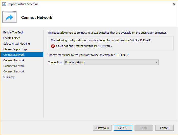 Select virtual machine netowrk card