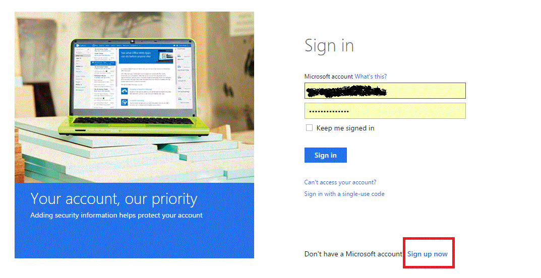 Sign in Microsoft Account