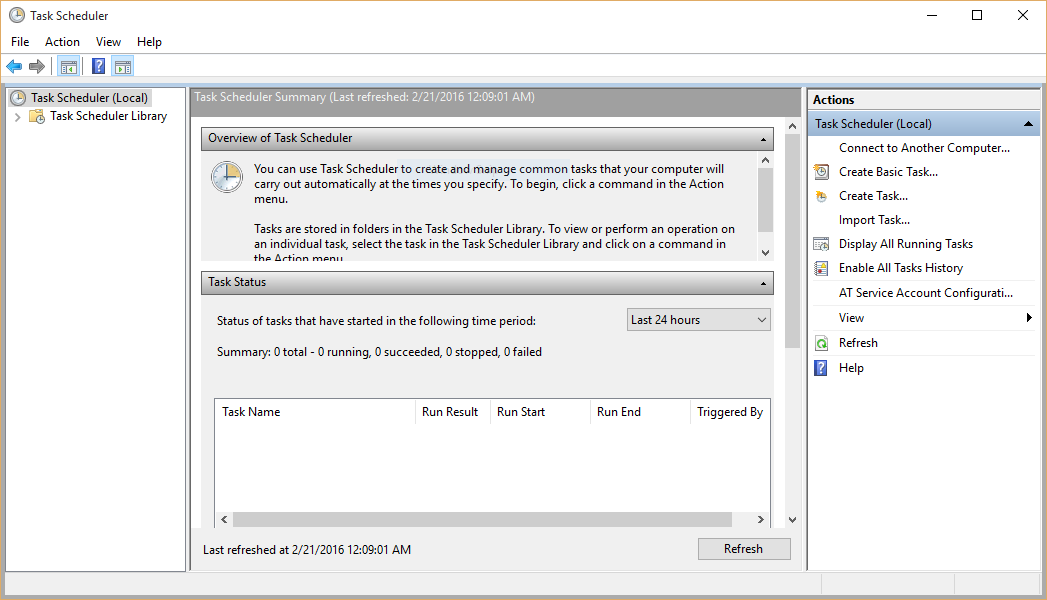 Windows 10 Task Scheduler