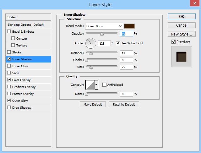 Inner Shadow Settings to Create Type Effect Sign 