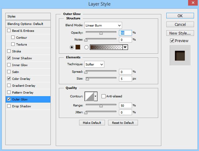 Outer Glow Settings