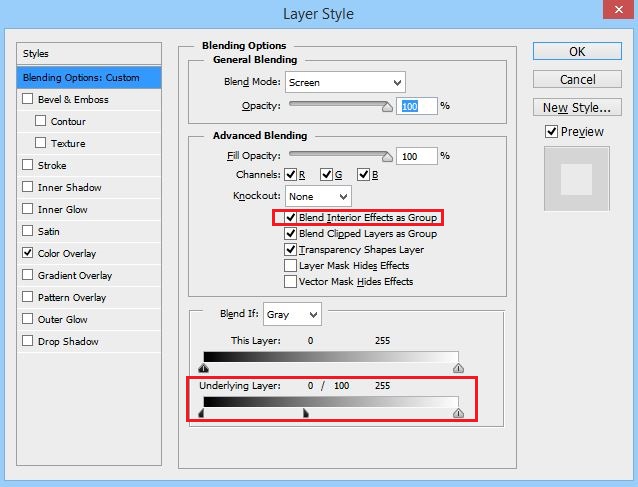 Blend If Settings - create realistic design in Photoshop