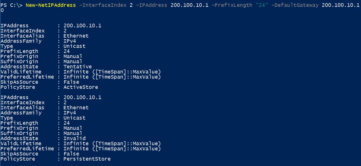 change ip address remotely powershell