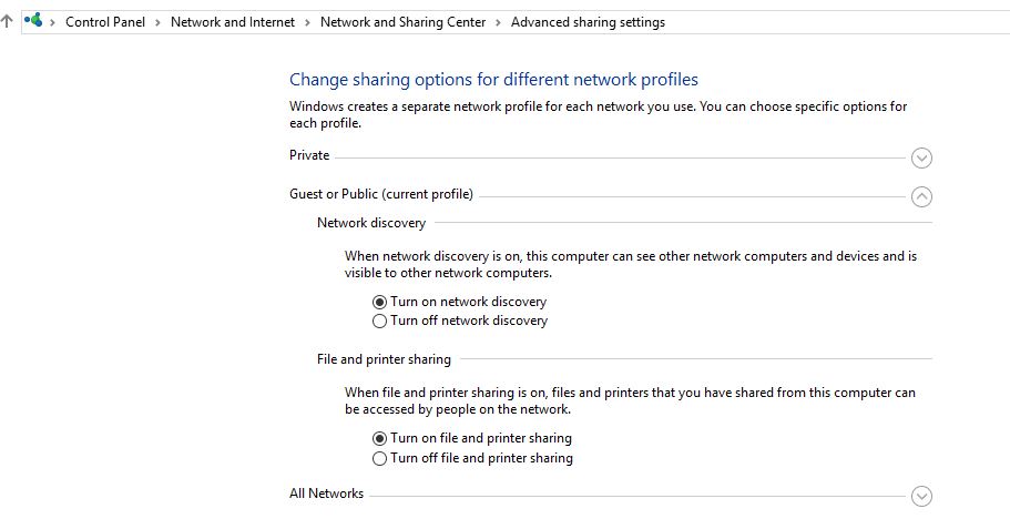 Enable Network Discovery on Windows 10