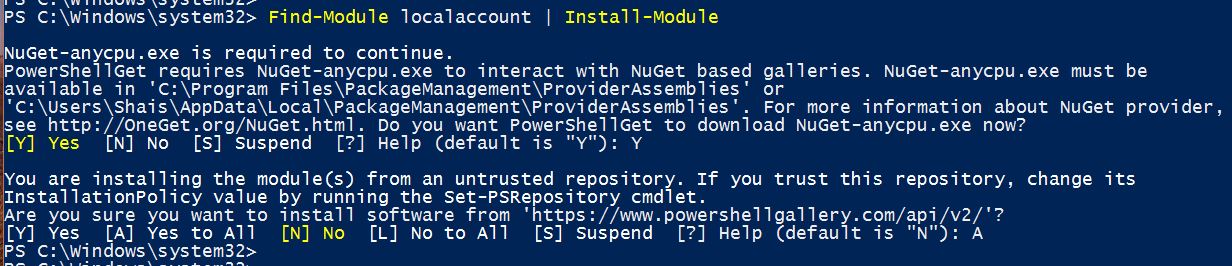 Install Local Users and Groups PowerShell Module