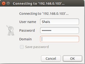 Remote Desktop User name and Password