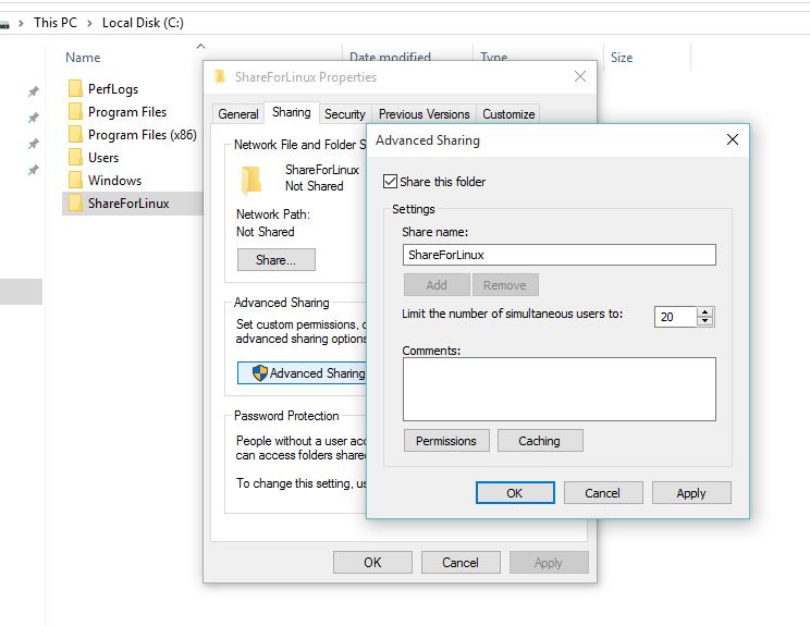 Sharing Files via Windows to Linux