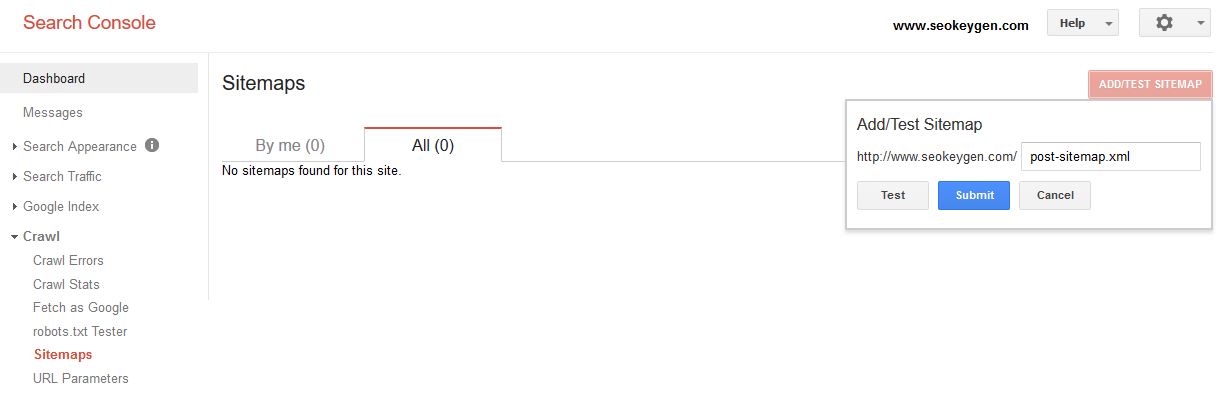 Add Sitemap to Google Webmaster