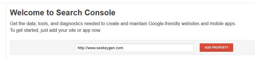 Add Website to Google Webmaster Tools