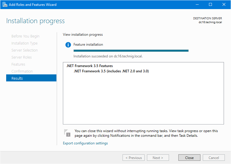Install NET Framwork on Windows Server 2016