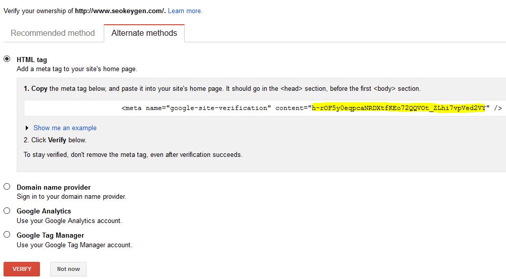 Submit Website to Google Webmaster Tools