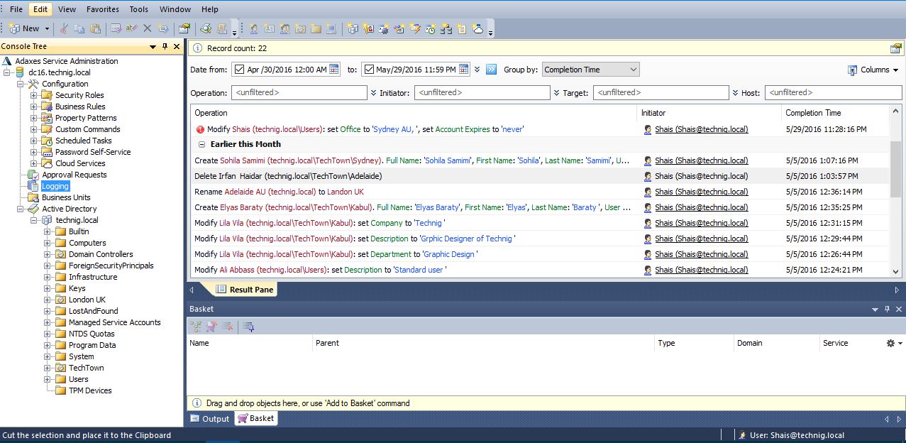 Adaxe Active Directory Log Reports