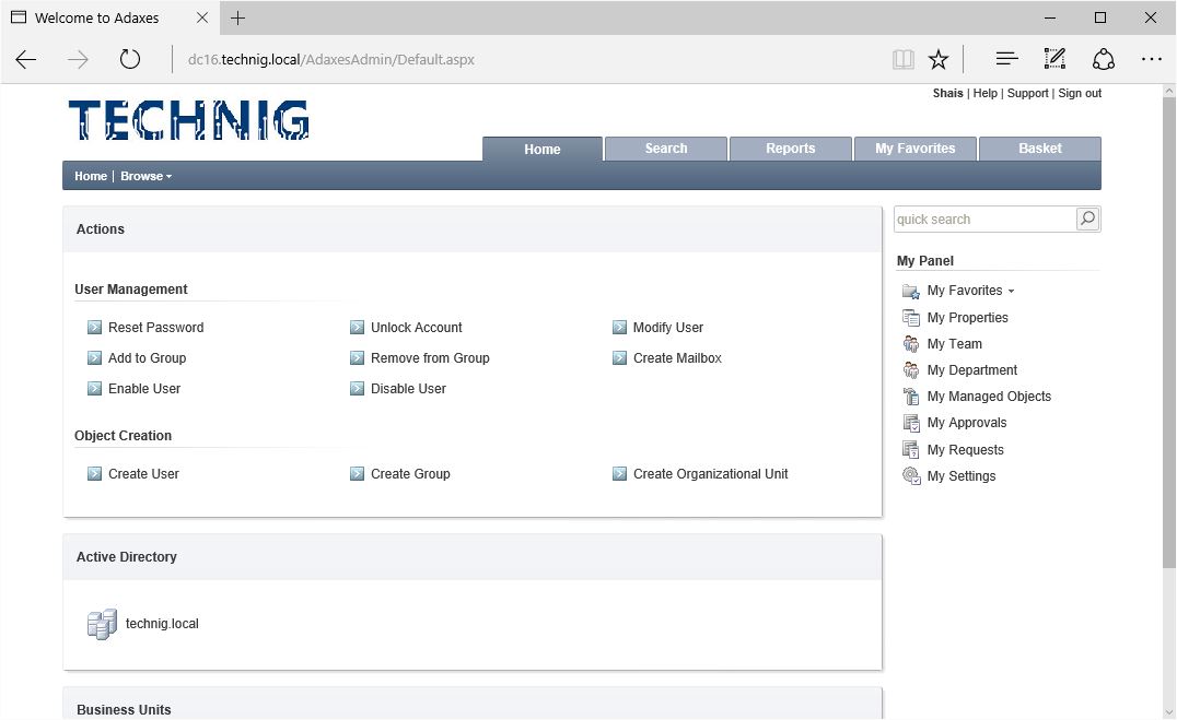 Adaxes Web Interfaces for Administrators