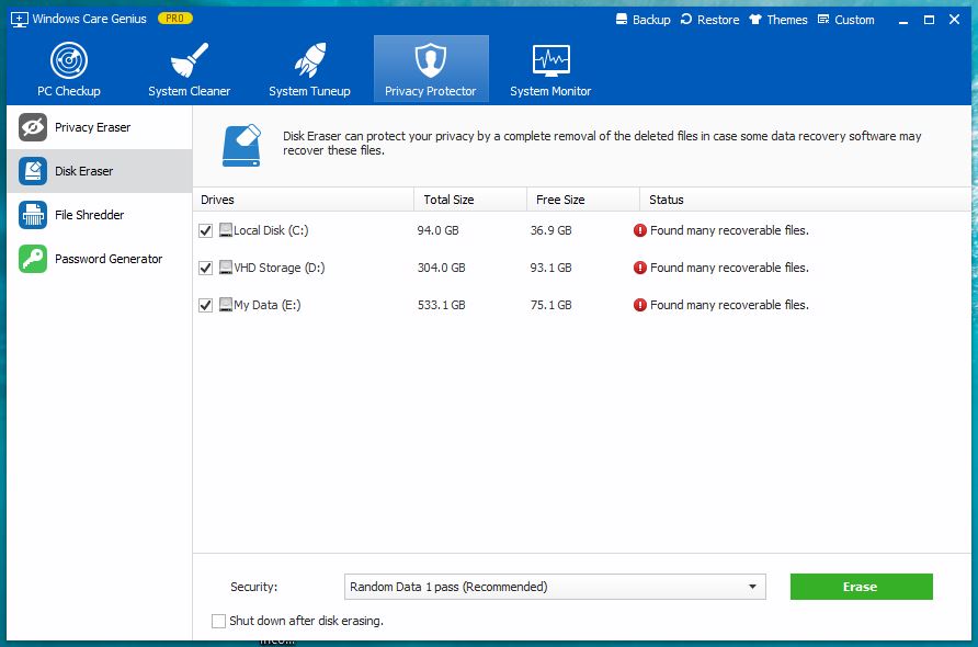 Disk Eraser Make the Hard Disk unrecoverable