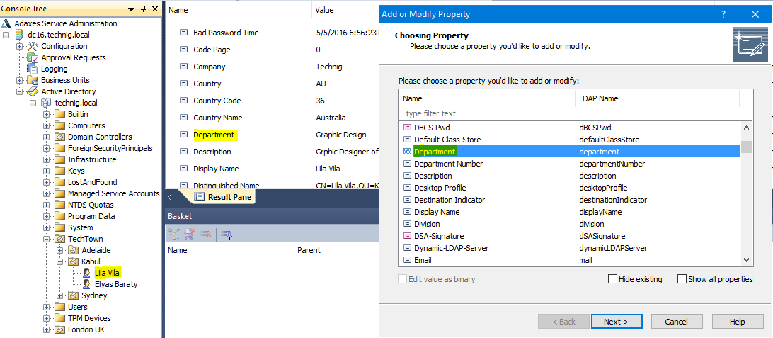 Edit Active Directory Object Settings