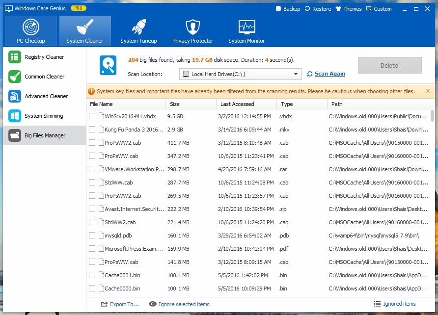 Windows Care Genius - Big Files Manager