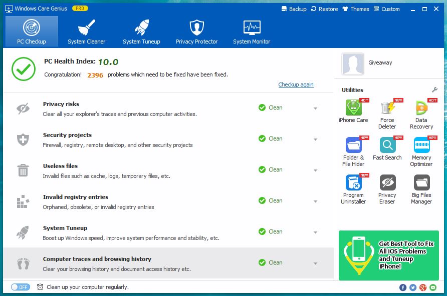 Windows Care Genius - PC Checkup - Technig
