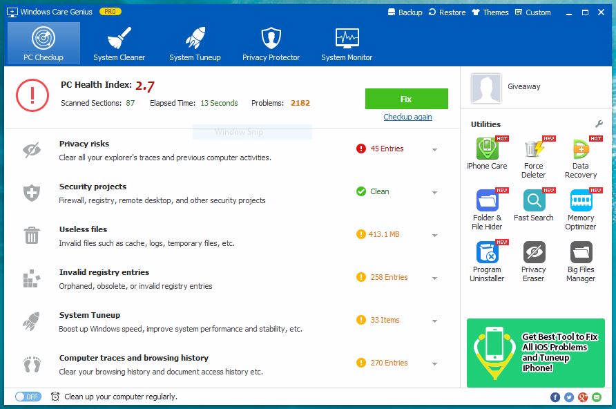 Windows Care Genius - PC Checkup