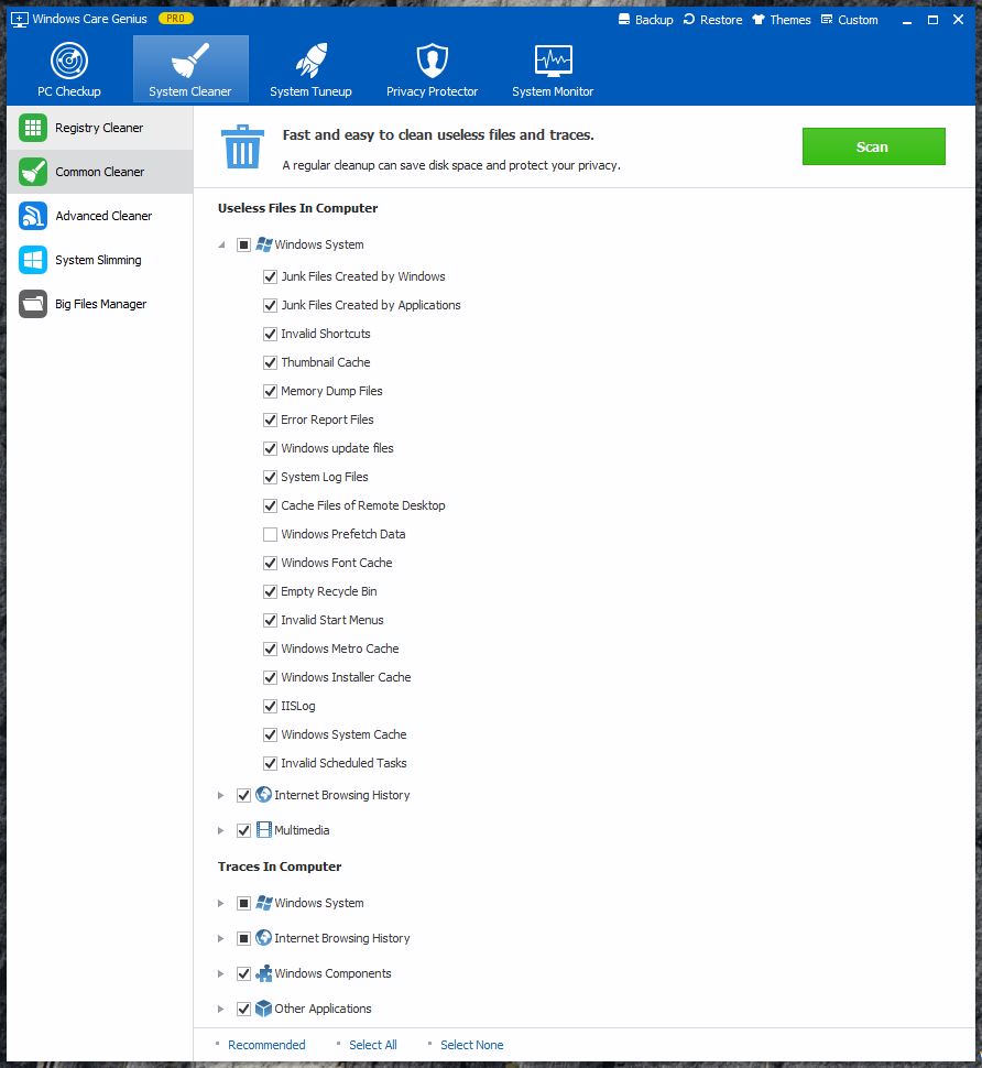 Windows Care Genius - Scan Common Cleaner