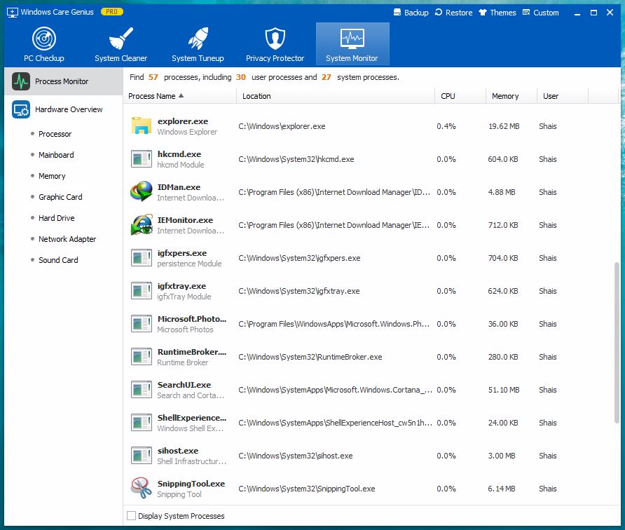 Windows Care Genius - System Monitor