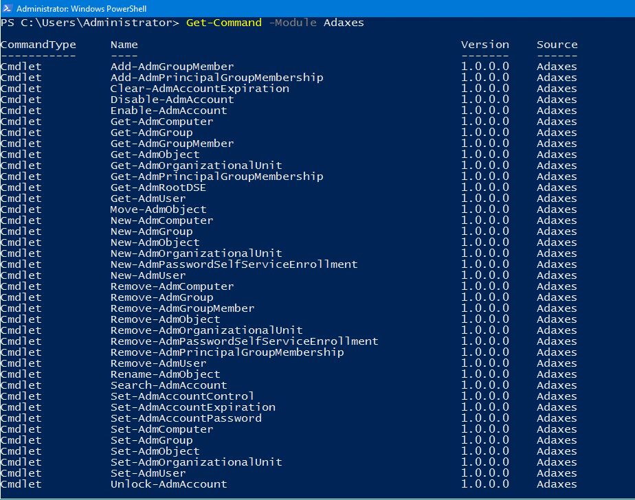 Adaxes PowerShell Command for Active Directory