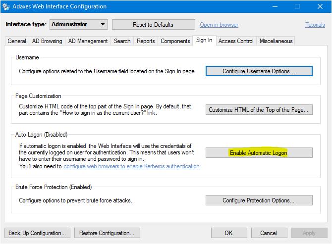 Enable Automatic Logon - Active Directory auto Management