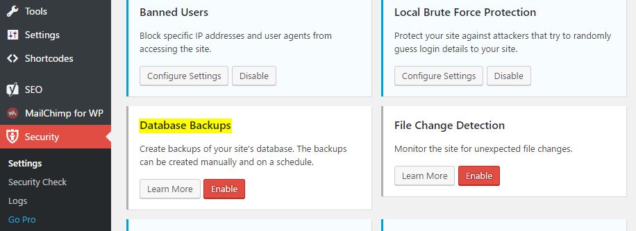 Fix Site Database Backup Email SPAMs