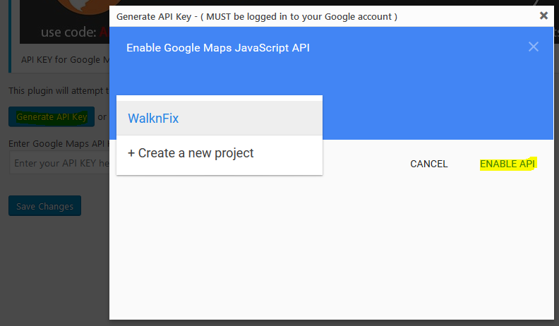 Enable Google Maps JavaScript API