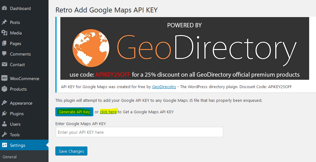 Generate API Key for Google Maps
