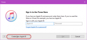 Create Apple ID - Select Create New Apple ID