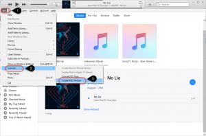 iTunes - Select Create AAC