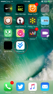 vShare SE on iPhone Screen