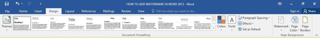 Costume watermark in word 2016