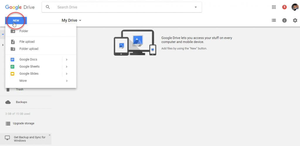 Upload File on Google Drive File Sharing Services 