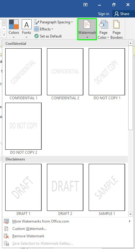 MS Word Custom Watermark - Technig