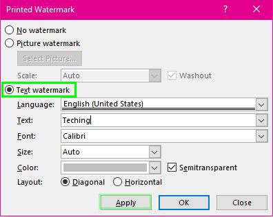 add watermark to word - Technig