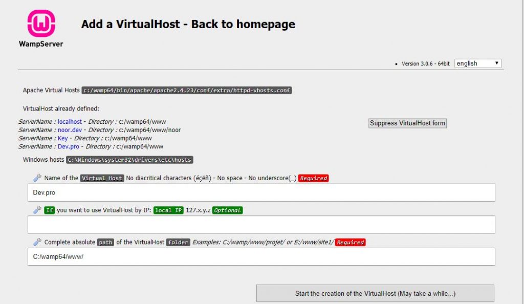 Change Domain to localhost