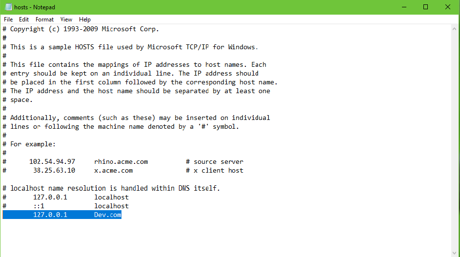 Change Localhost to Domain Name in Window- Ad Your Favorite Domain Name
