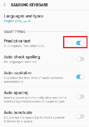 Tap Predictive text (Android Autocorrect)