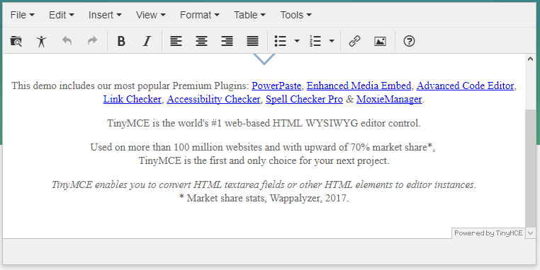 TinyMCE Wysiwyg Editor