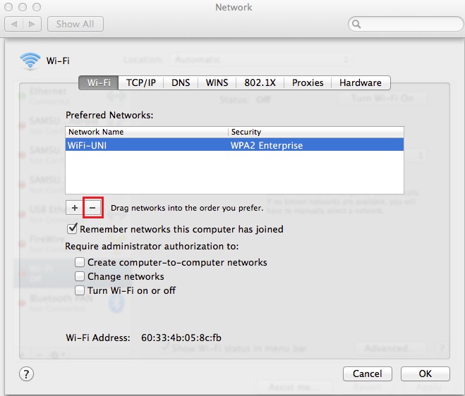 Forget WiFi Network Profile in OS X - Technig