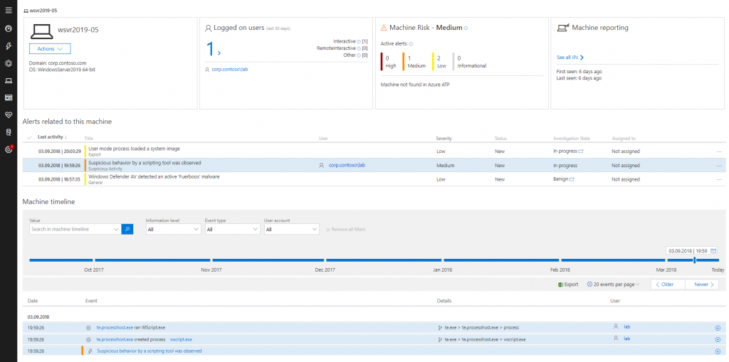 Windows Defender ATP securing a machine running Windows Server 2019 Preview - Free Download Windows Server 2019 ISO File