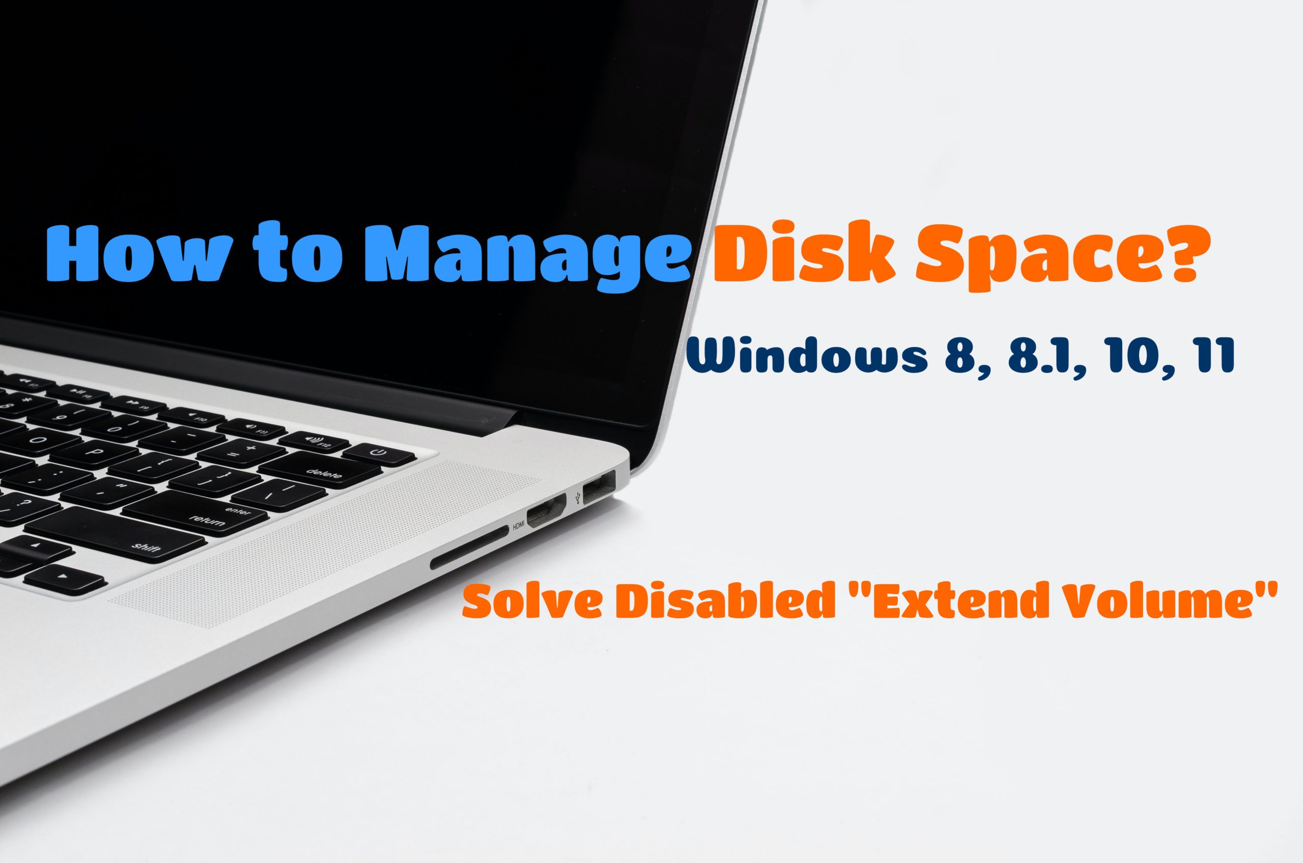 Disk Management on Windows, disabled extend volume option
