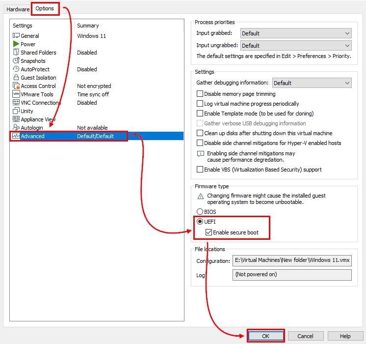 Enable Secure Boot on VMWare Workstation