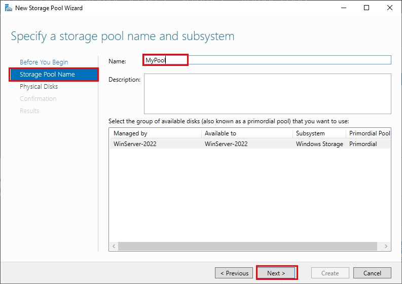 Creating storage pool on Windows Server 2022 | Storage Pool naming