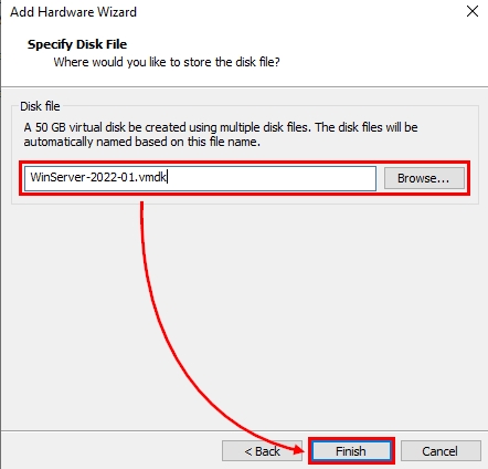 Adding a virtual disk on Window Server 2022 VMware virtual machine | Virtual Disk Location
