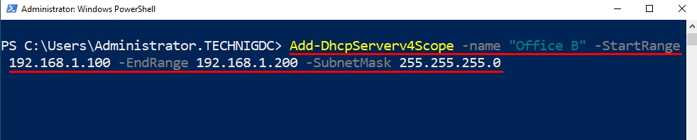 Windows PowerShell Command to Create a New DHCP Scope