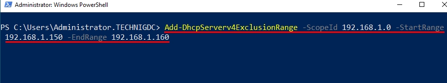 Adding Exclusion Range in a DHCP Scope PowerShell Command 