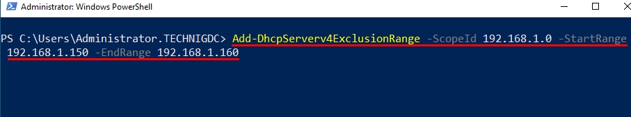 Adding Exclusion Range in a DHCP Scope PowerShell Command
